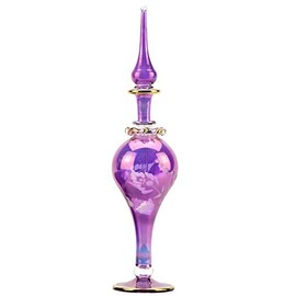 NileCart 9 in. Egyptian Perfume Bottle large size. handmade in Egypt For your perfume, essential oils, Egyptian decoration or party table centerpiece (Violet)
