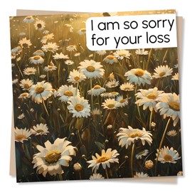 Heartfelt Daisies Thinking Of You Card - I Am So Sorry For Your Loss - Condolences Or Sympathy Card For Loss Of A Loved One