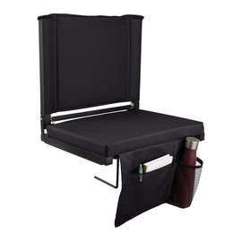 Home-Complete Bleacher Seat - Stadium Seat Cushion with Pocket and Cupholder - Wide Portable Sports Chair - Stadium Seats with Back Support (Black)