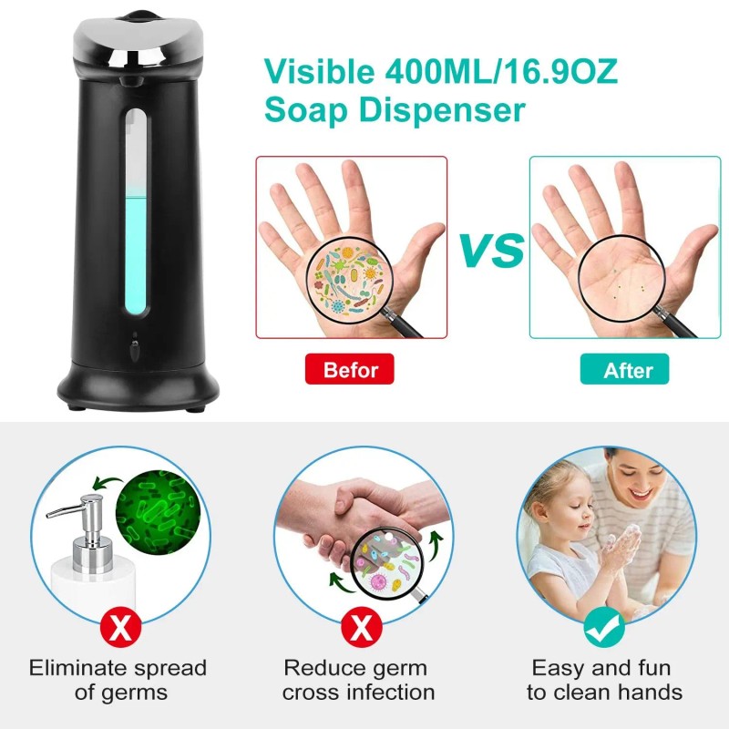 16.9OZ Anti-Slip Sensor Automatic Desktop Dispenser 2 Drop Volume Adjustable