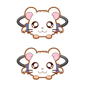 Gray Parker Service Hamtaro Hair Rubber Vol. 1 Ribbon-chan Approx. H 1.6 - 1.7 x W 2.0 - 2.4 x D 0.4 inches (40 - 44 x 50 - 60 x 10 mm), PVC, Polyester, Rubber