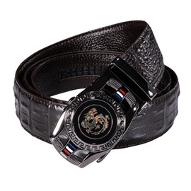 Barry.Wang Mens Formal Belt Fashion Buckle Genuine Leather Ratchet Automatic Belt Luxury Gift