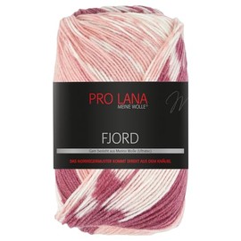 Frida's Wollhaus Pro Lana 100 g Fjord Norwegian Pattern Gradient Wool Knitting Yarn 14 Colours (89 | Berry-Dusky Pink-White)