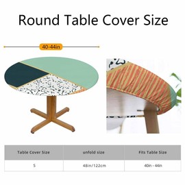 Guxxuil Abstract Art Pattern Round Tablecloth Fashion Green White Black Triangle Fitted Table Cover Washable Tablecloths for Kitchen Dining Party 40-44 inch