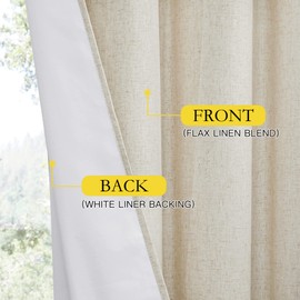 NICETOWN Natural Bedroom Full Blackout Linen Curtain 1 Panel, 52" by 72", Thick Insulated Classic Grommet Blackout Draperies with White Thermal Insulated Liner for Windows
