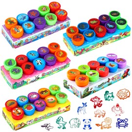 XSHAO® 50 Pieces Children's Stamps, Stamp Set Children's Animal Stamp Dinosaur Stamp Cartoon Children's Stamp Children Self-Inking Stamp for Party Gifts for Children