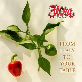 Flora Foods Hot Red & Green Cherry Peppers - 24.3 Oz Jar - Imported from Italy