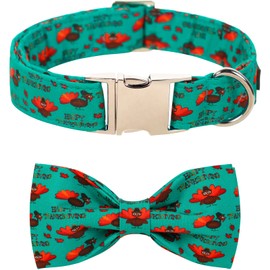 Lionet Paws Thanksgiving Day Dog Collar with Bowtie, Dog Bowtie Collar with Metal Buckle for Dogs and Cats, Adjustable Comfortable Turkey Dog Collar Girl Boy Gift, XS, Neck 8-12 in