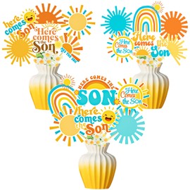 Here Comes The Son Centerpiece Sticks Here Comes The Son Baby Shower Decorations Sunshine Party Centerpieces for Table Retro Boho Table Toppers Rainbow Baby Shower Supplies