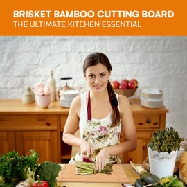 Bruntmor Brisket Cutting Board - Heavy Duty Wooden Bamboo Cutting Board with Solid Craftsmanship and Pre-Oiled Smooth Surface for Easy Maintenance - Ideal for Cutting Meat, Veggies, Fruits