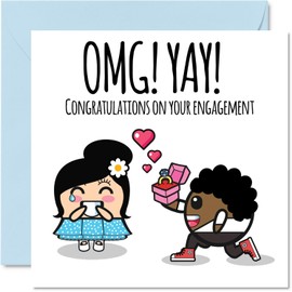 Engagement Cards for Couples - Congratulations on your Engagement - Congrats Well Done Card, Gifts for Fiance Fiancee, 145mm Wedding Marriage Greeting Cards