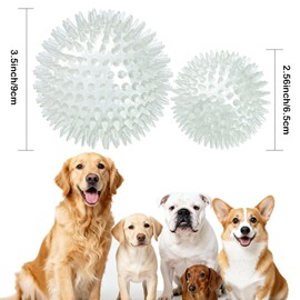 petizer 6 Pack 3.5’’ Glow in The Dark Dog Balls - Rubber Squeaky Swimming Pool Balls, Glowing Spiky Dog Fetching & Teething Chew Ball for Medium Large Breeds Indoors & Outdoors