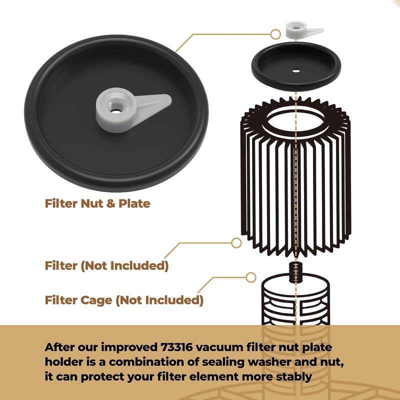 Billne Vacuum Filter Nut And Plate 73316 83872 Compatible With