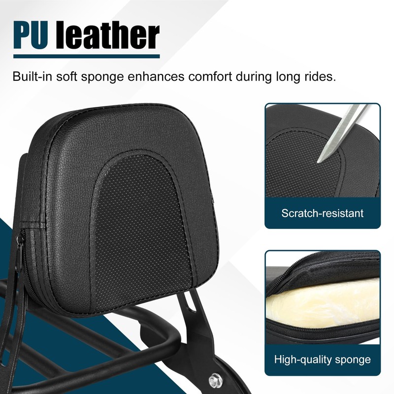 DSISIMO Motorcycle Passenger Backrest Sissy Bar With Back Rest Cushion
