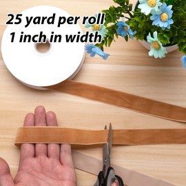 Khaki Velvet Ribbon for Christmas Tree Gift Wrapping 1 Inch×25 Yd, Vintage Wide Beige Velvet Christmas Ribbon for Holiday Wreaths, Floral Bouquets, Party Ornaments, Choker Necklace, Hair Ties Crafts