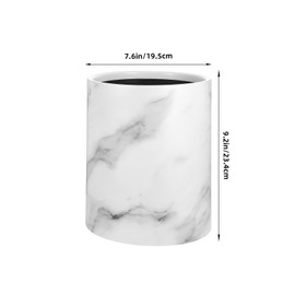 Zerodeko Marble Round Garbage Can Double Layer Marbling Trash Can Small Office Wastebasket Hold Garbage Bag for Bathroom