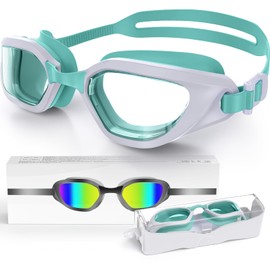 Zeligerstar Swimming Goggles, Goggles Swimming Adult with 3 Sizes Nose Bridges, Anti-Fog UV Protection No Leaking Adjustable Swim Goggles for Men Women Junior