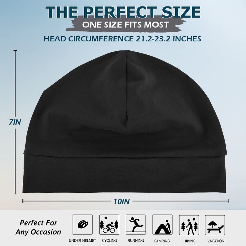 Headshion Cotton Skull Caps for Men Women,4-Pack Lightweight Beanie Sleep