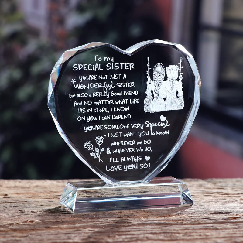 Movdyka Glass Gifts for Sister from Sister on Her Birthday,