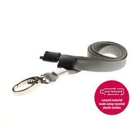 Customcard ltd® Holder and Lanyard Neck Strap with Lobster Metal Clip for ID Badge, ID Card - Colour Grey. Recyclable Holder and ECO Friendly Lanyard (Grey)
