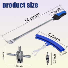 Y.A. LOTUS Tire Spoons 14.5IN, Steel Tire Changing Kit for Motorcycle Dirt Bike Lawn Tractor Bicycle and More, Include 3 Tire Removal Tool, 3 Rim Protector, 1 Valve Tool, 6 Valve Cores