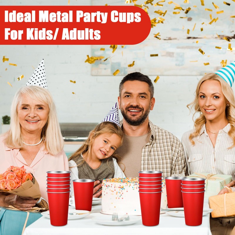 Mimorou 20 Pack Stainless Steel Pint Cups Metal Cups Unbreakable