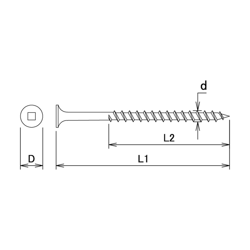 Daidohant 10176652 Square Hole Coarse Thread Screws, (Nominal Diameter D)