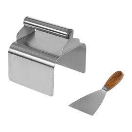 Landscape Curb Trowel, 201 Stainless Steel Concrete Curbing Trowel 5.9” x 7.24” x 4” Concrete Curb Tool Rectangle Edger Cement Model Making Tool with Handle & Putty Knife