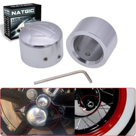 NATGIC Silver Front Axle Nut Cover Axle Caps for Har*Ley Softail Electra Road Glides Sport-Ster - Set