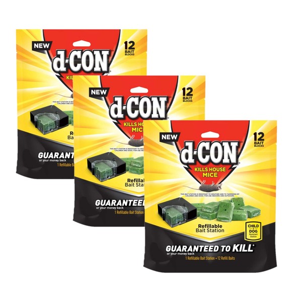 D-Con Corner Fit Mouse Poison Bait Station 12 Bait Refills,