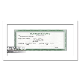 Fxojyvo 5x10 Frame White, Display Business License 3.5x8 with Mat or Picture 5x10 Without Mat Desktop or Wall for License Cosmetology Barber Salon Esthetician - 1 Pack
