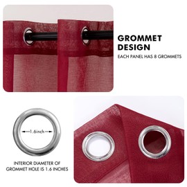 MIULEE 2 Panels Sheer Window Curtains Elegant Window Voile Panels Drapes Treatment for Bedroom Living Room 55" Wx85 L Grommet Top Red