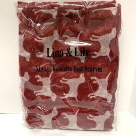 Lina & Lily Loop Infinity Scarf - Red with Dogs