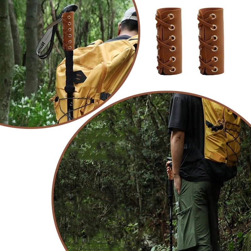 20 Pcs Leather Walking Stick Grip Kit, Leather Handlebar Grips
