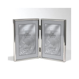 Lawrence Frames Traditional 4x6 Double Silver Picture Frame Elegant Metal with Velvet Backing