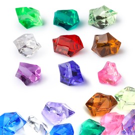 Fake Ice - Gemstones and Crystals - Pack of 165 pcs Vase Filler - Jewels for Crafts - Fish Tank Rocks - Sensory Bin Filler - Gems for Crafting - Aquarium Stones - Fake Ice Cubes - Multicolored