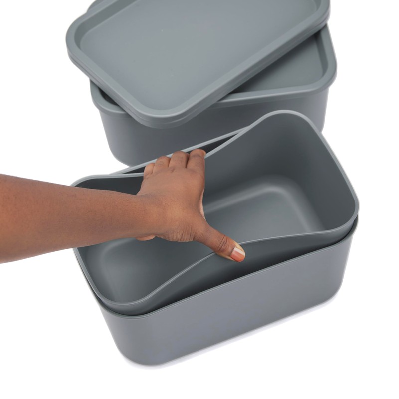 Iris Ohyama, Set of 3 Plastic Storage Boxes with Lids