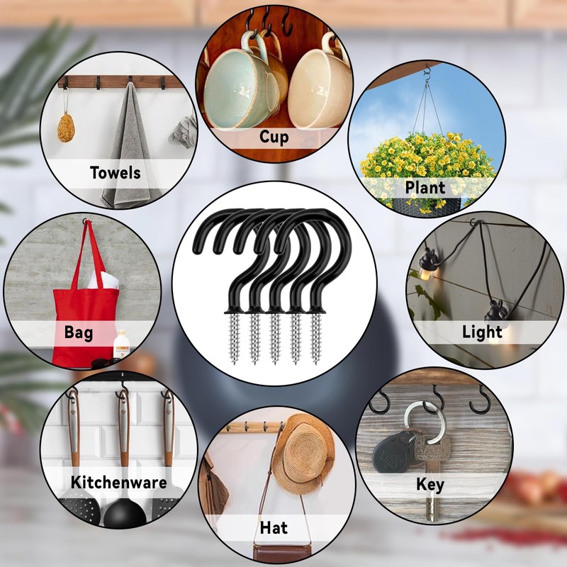 benlidoner 120Pcs Cup Hook Metal Ceiling Hooks Multipurpose Vinyl Coated