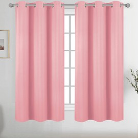 Diraysid Pink Grommet Blackout Curtains for Bedroom Thermal Insulated Room Darkening Curtains Drapes, 42 x 54 inch, 2 Panels