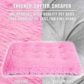 Machine Washable Dog Bed, Deluxe Plush Dog Crate Pad and Cat Bed, Anti-Slip Bottom Kennel Pad Mat, Fuzzy Pet Beds for Large, Medium, Small Dogs Breeds (Pink, 36.0" L x 24.0" W x 3.0" Th x 1 Pack)