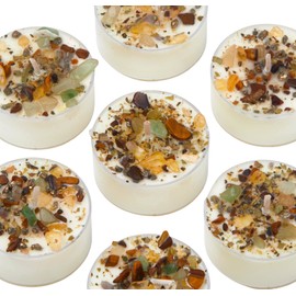 Prosperity Candle by New Moon Beginnings - Crystal Candle - Good Luck, Success, & Abundance Candle - Soy Candle - Bayberry Patchouli Cypress - Set of 6 Tealights