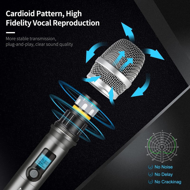 Dejasound Wireless Professional Microphones - High Fidelity Sound Handheld Dynamic