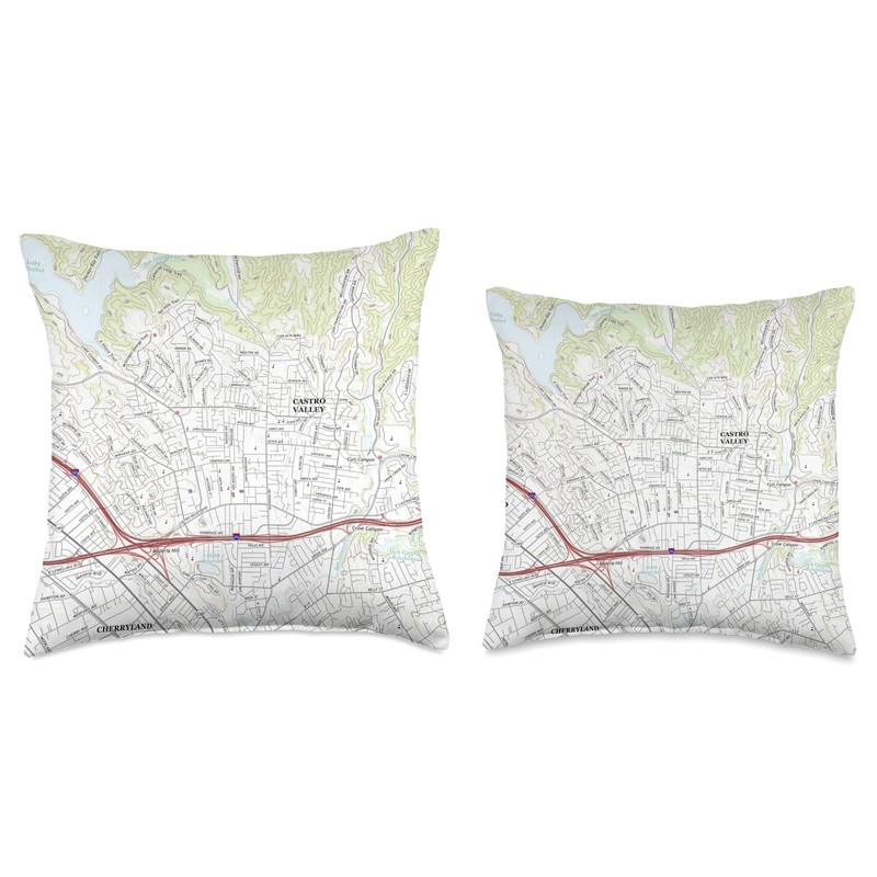 Castro Valley CA Map (2018) Throw Pillow