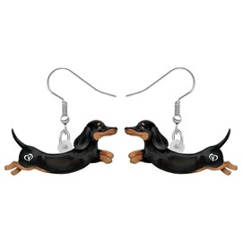 TIZURO Acrylic Cute Black Dachshund Earrings Funny Puppy Pets Dog Animals Dangle Novelty Jewelry For Women Dog Lovers Hypoallergenic Sensitive Ears Gifts (Brown)