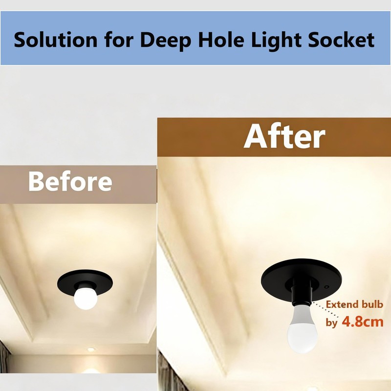 E26 to E26 Socket Extender,7.4cm/2.91 inches E27/E26 Light Socket Extension,Thread