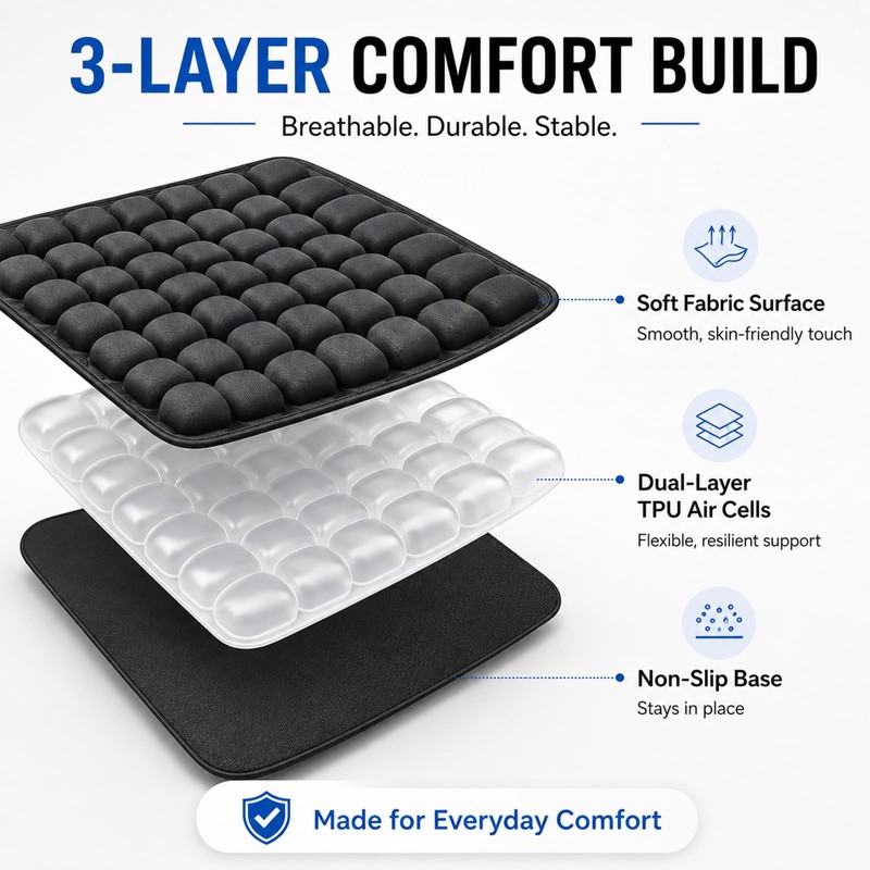 Airplane Seat Cushion, Inflatable Travel Cushion for Long Flights