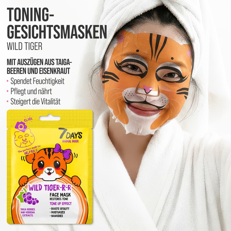 7Days Face Mask Animal Set of 4