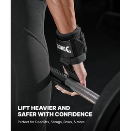 DMoose Fitness Weight Lifting Hooks (Pair) for Deadlifts, Pull Ups, Rows & Shrugs - Anti-Rip Nylon Strap Hand Grips with Thick Wrist Padding - Heavy Duty Wrist Straps for Weightlifting & Gym Workouts