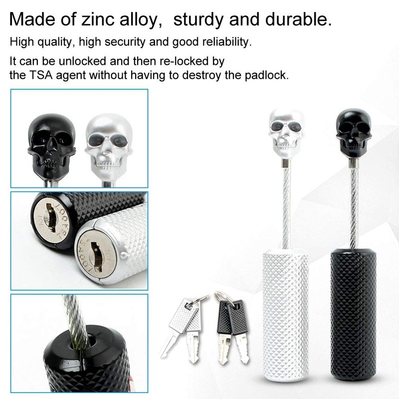 Luggage Locks, Safe Suitcase Lock Wire Rope Customs Password Skull