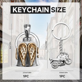 EUYKQNOI Biker Bell Guardian Bell, Robust Zinc Alloy Pendant & Key Ring Motorcycle Lucky Charm Guardian Angel for Motorcycle Fork Chain, Symbol for Safety and Protection when Travelling for Bikers